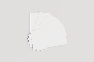 Minimal business visiting card mockup in hand fan disposition concept on white background psd. 3D Rendering