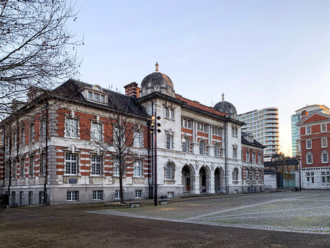 London, UK - 16.01.2022. Chelsea College of Art and Design facade, London, England. Chelsea College of Arts building, it is a college of the University of the Arts of London and it offers courses