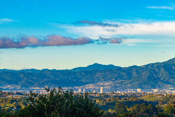 Beautiful mountain landscape city panorama forest trees nature Costa Rica.