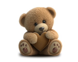 Cute teddy bear holding a heart, PNG transparency included, AI generated - 559830445