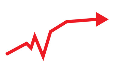 Growing business red flat arrow on white, Profit red arrow, Vector illustration.Business concept, growing chart. Concept of sales symbol icon with arrow moving up. Economic Arrow With Growing Trend.	