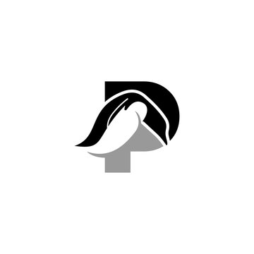 Penguins logo design icon. Penguins design inspiration. Letter P logo design template. Animal symbol logotype. Gentoo penguins symbol silhouette.