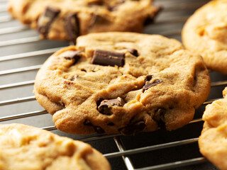 Chocolate cookies close-up, Dessert cookies