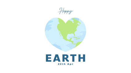 Happy Earth Day with heart earth on white background ,for March 22 , Vector illustration EPS 10