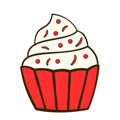 Cupcake. Valentine's day. Flat icon. Vector illustration