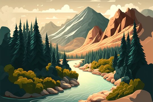 Beautiful Nature Landscape Drawing Scenery Stock Illustration  Download  Image Now  Beauty Colombia Drawing  Art Product  iStock
