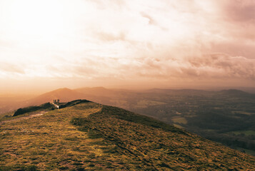 The Malvern Hills looking towards   the Summer Hill summit late in the afternoon.