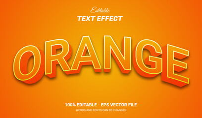 Modern 3D orange text effect . Editable text effect.