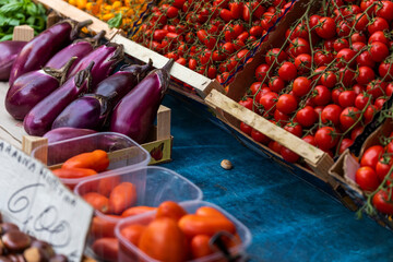 View of vegetable at Syracuse food market, Sicily, Italy.