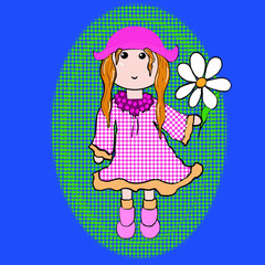 little girl with flowers