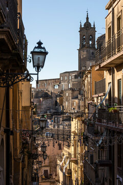 View of Caltagirone, a small town near Catania, Sicily, Italy.
