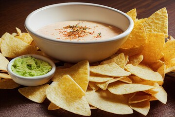 Queso Cheese Dip and Chips (Generative AI)