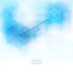 Abstract background geometric shape of blue hexagons. Brochure design template.