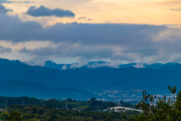 Beautiful mountain landscape city panorama forest trees nature Costa Rica.