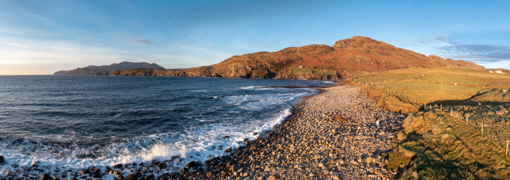 Aerial view at Muckross Head by Kilcar, the village where Sarah Jessica Parker and Matthew Broderick have their holiday home in county Donegal on the west coast of Ireland