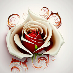 red rose on a white background, Generative AI	