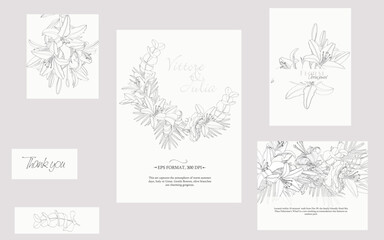Fototapeta na wymiar Neutral minimal background in pastel colors with garden flowers and leaves. Illustration for invitation, greeting card, packaging, branding design,banner,presentation,poster,advertising.