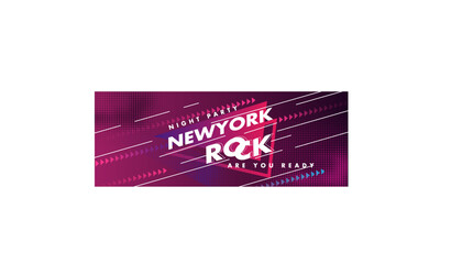 New York Rock Party Banner Design colourful Gradient Geometrical pattern Background Celebration web design Banner sign template card graphic design  vector