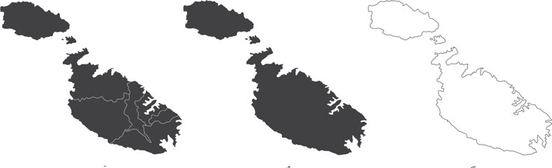 set of 3 maps of Malta - vector illustrations