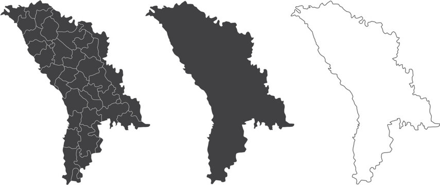 set of 3 maps of Moldova - vector illustrations