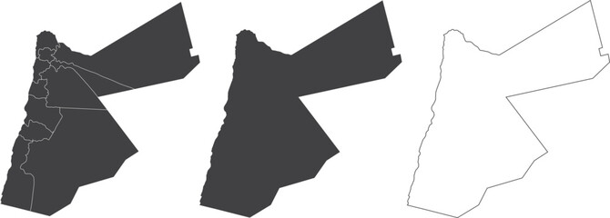 set of 3 maps of Jordan - vector illustrations © agrus