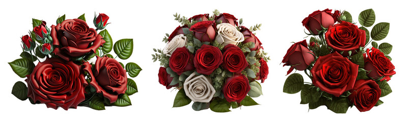 Roses Valentine's Day bouquet or arrangement isolated on transparent background