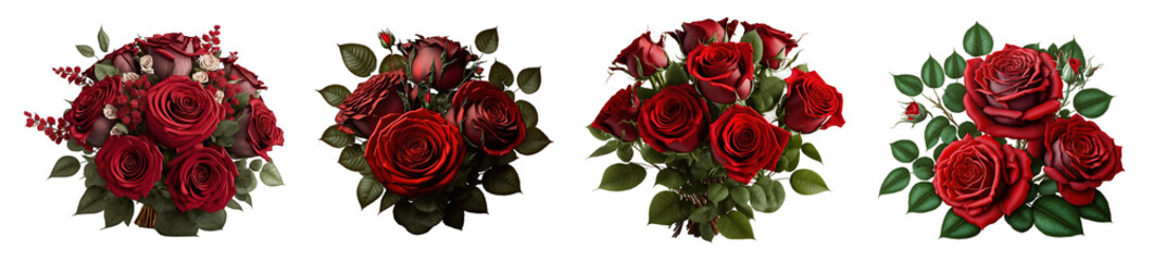 Roses Valentine's Day bouquet or arrangement isolated on transparent background