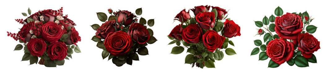 Obraz premium Roses Valentine's Day bouquet or arrangement isolated on transparent background