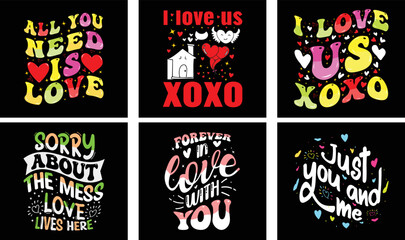 Valentine's day T-shirt Design Bundle. Valentine's day Vector Graphics. Valentine's day Typography t-shirt design