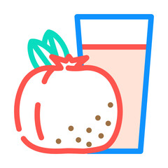 pomegranate whole slice red cut color icon vector. pomegranate whole slice red cut sign. isolated symbol illustration