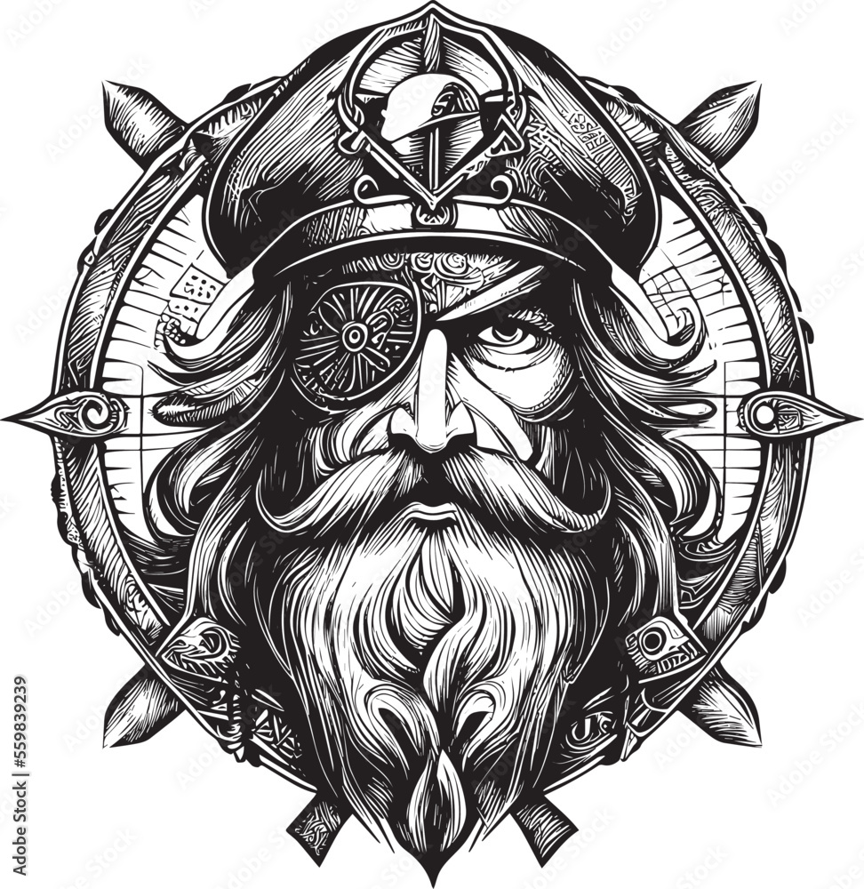 Wall mural Pirate head emblem