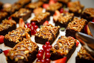 Brownies with nuts and salted caramel.