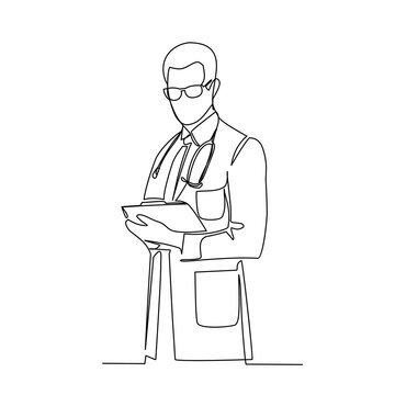 doctor line art holding clipboard clip art preview