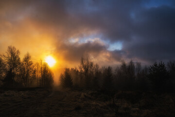 Sunrise at the top in the Beskids