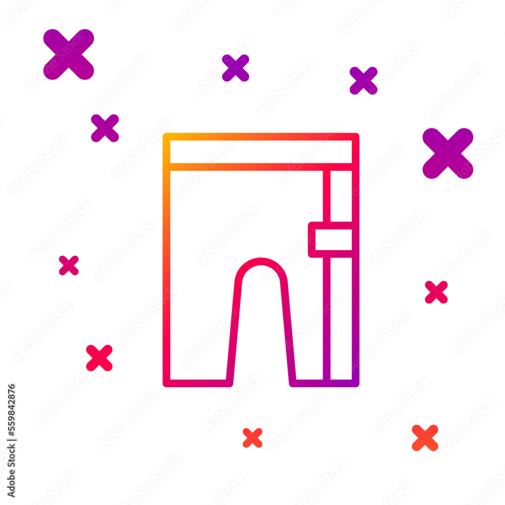 Poster color line cycling shorts icon isolated on white background. gradient random dynamic shapes. vector