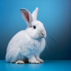 Obraz premium Isolated white rabbit. Generative AI.