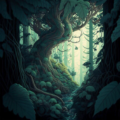 Obraz premium background swamp with a trees 