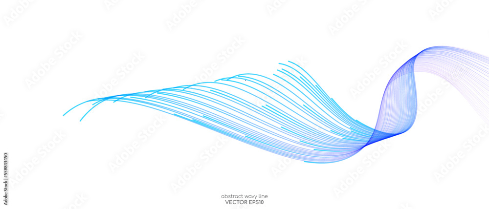 Poster Vector wave lines smooth flowing dynamic blue purple pink gradient isolated on white background for concept of technology, digital, communication, science, music