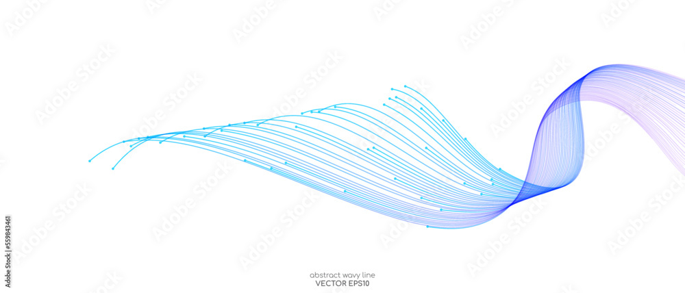 Poster vector wave lines smooth flowing dynamic blue purple pink gradient isolated on white background for 