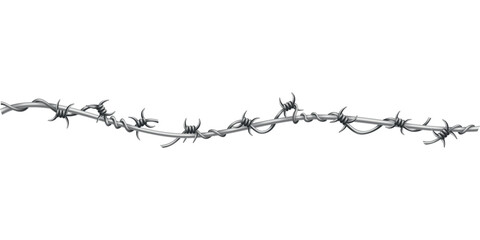 Barbed wire. Fencing strong sharply pointed element, twisted around, art pattern. Industrial barbwire, protection concept design. Modern metallic sharp element for area protection