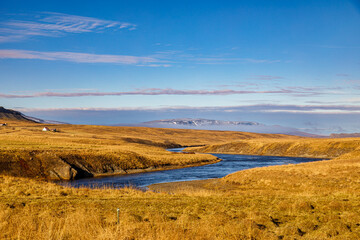 Fototapeta na wymiar Vididalsa river valley in northern Iceland