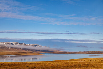 Autumn nature at Lake Vesturhopsvatn, North Iceland