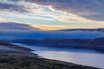 Fototapeta premium Early evening trips around the fjords, North Iceland