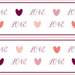 happy valentines day. Seamless heart vector pattern. Vector pattern. Vector background. Background for Valentine's Day. Background with the inscription love