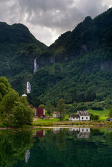 Fototapeta premium The Botnafossen waterfall near Vik in Norway