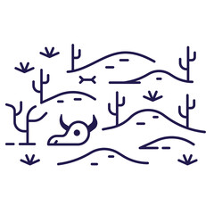 Dry Desert with Dunes Icon in Line Art