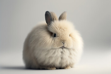 cute fluffy buuny rabbit sitting on clean background,genrative ai.