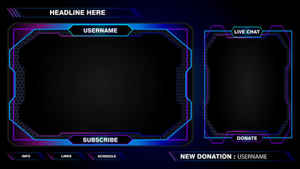 Game live stream interface overlay frames for gamer broadcast design. Vector Eps10 © HOKOIKO