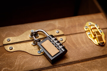 Combination lock on the old chest.