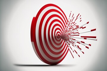 White and red target illustration, white background. AI